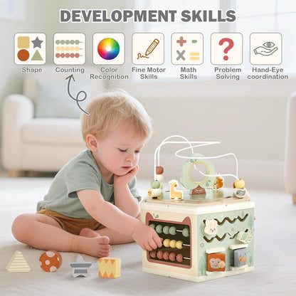 Wooden Activity Cube - 11-in-1 Montessori Toys for 1+ Year Old Boys & Girls