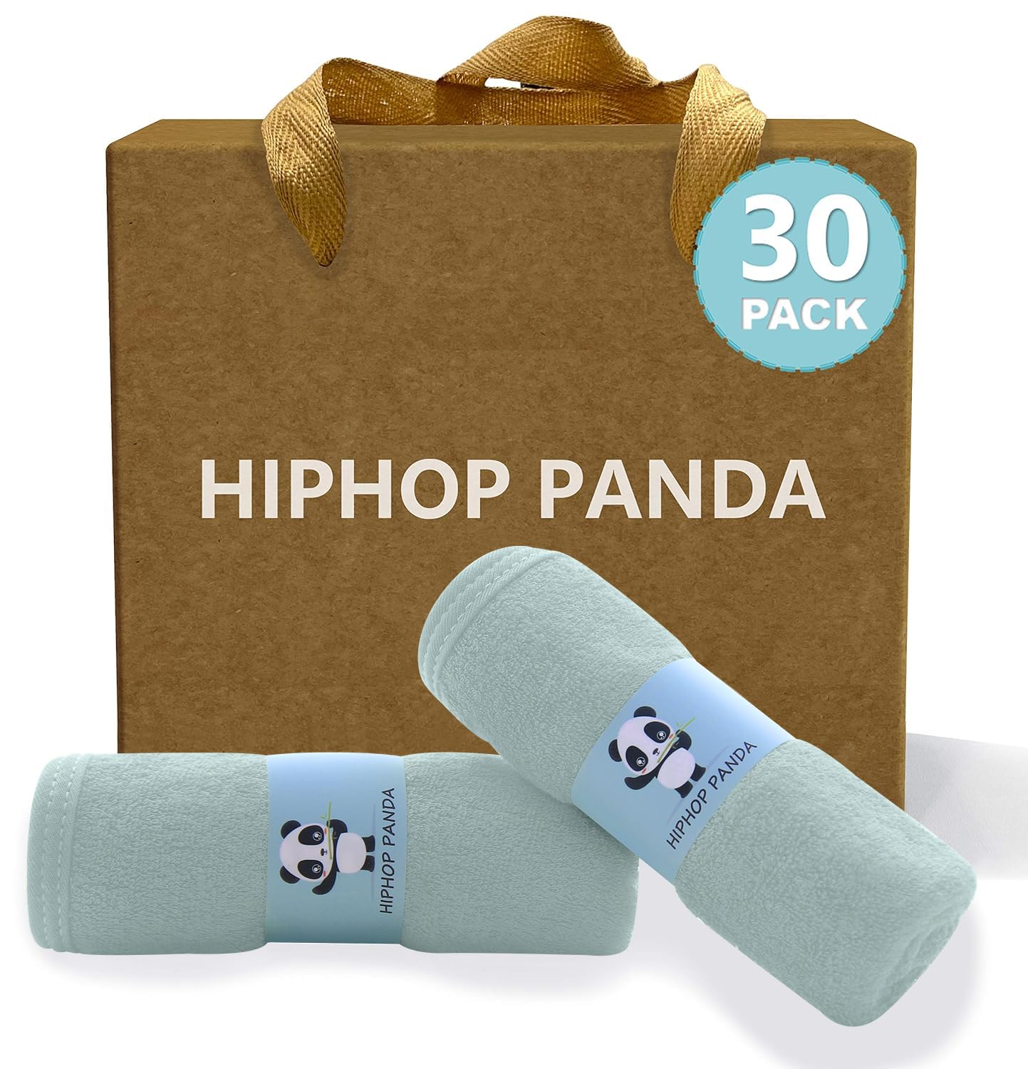 HIPHOP PANDA Baby Washcloths, Rayon Made from Bamboo - 2 Layer Ultra Soft Absorbent Newborn Bath
