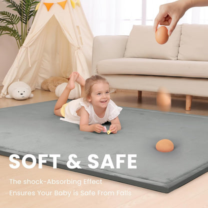 Baby Play Mat for Floor,1.3" Thick Memory Foam Tummy Time Mats,79"×118" Extra Large Non Slip