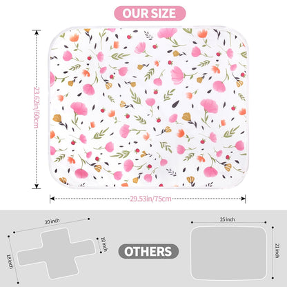Diaper Changing Pads for Baby, Flower Change Mat, 3Layers Waterproof Change Pad Foldable Absorbent