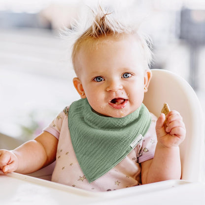 Muslin Baby Bibs for Boys Girls,10 Pack Super Absorbent Baby Bandana Drool Bibs Set for Teething