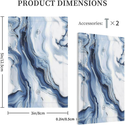 Light Switch Cover Plate White Marble Navy Blue Line Fluid 1 Gang No Device Blank Electrical Wall
