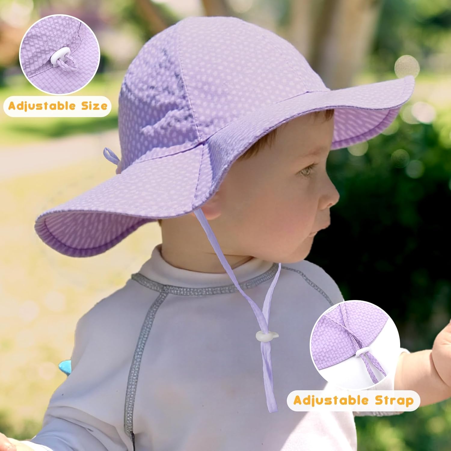 HONGTEYA Baby Sun Hat Toddler Girl Beach Hat Adjustable Outdoor Summer Hat UPF 50+ Sun Protection