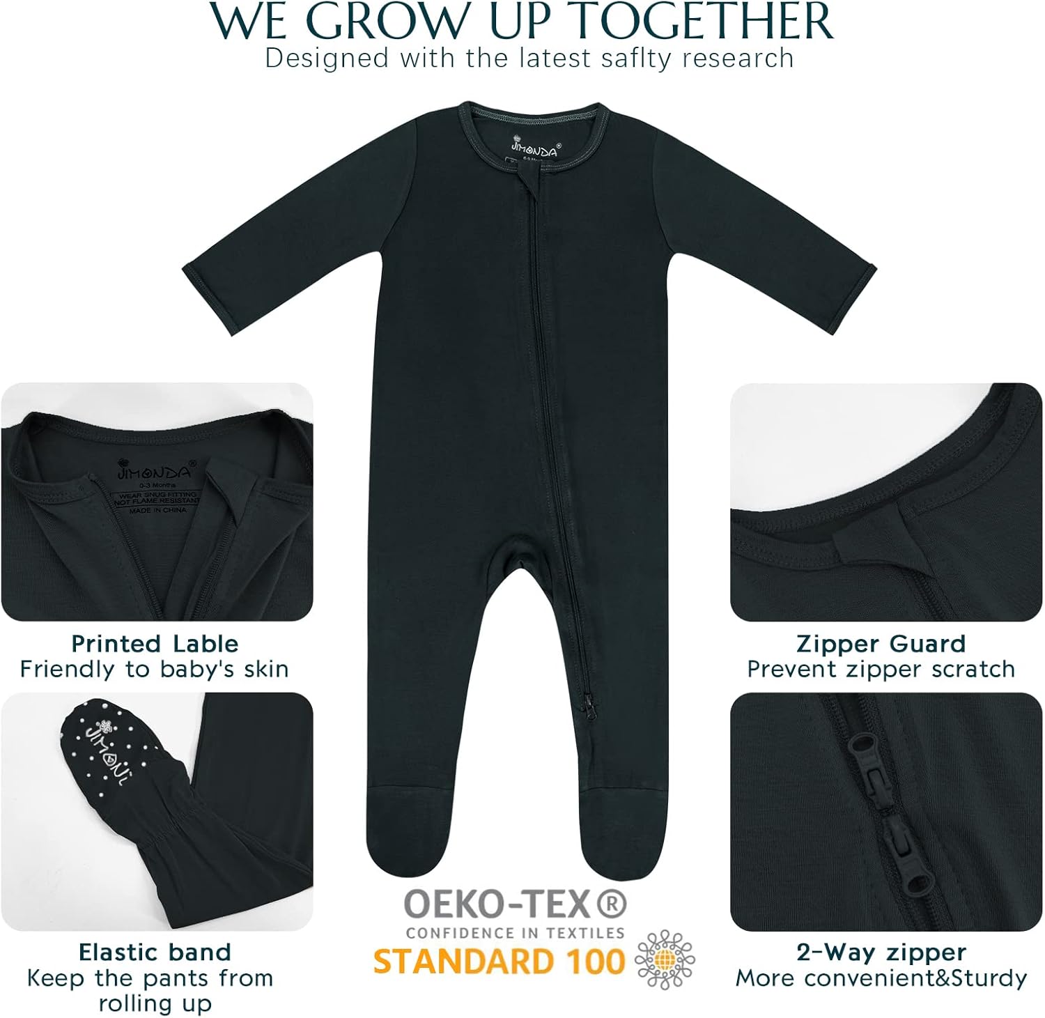 Jimonda Baby Boy Romper 4-Pack - Bamboo Zip-Up Pajamas for 0-24 Months,Unisex Footed