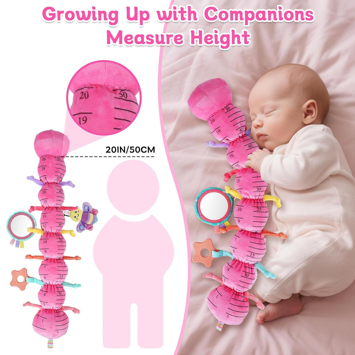 Baby Girls Toys 6-12 Months - Infant 6-in-1 Sensory Music Animal Stuffed Caterpillar Toy with