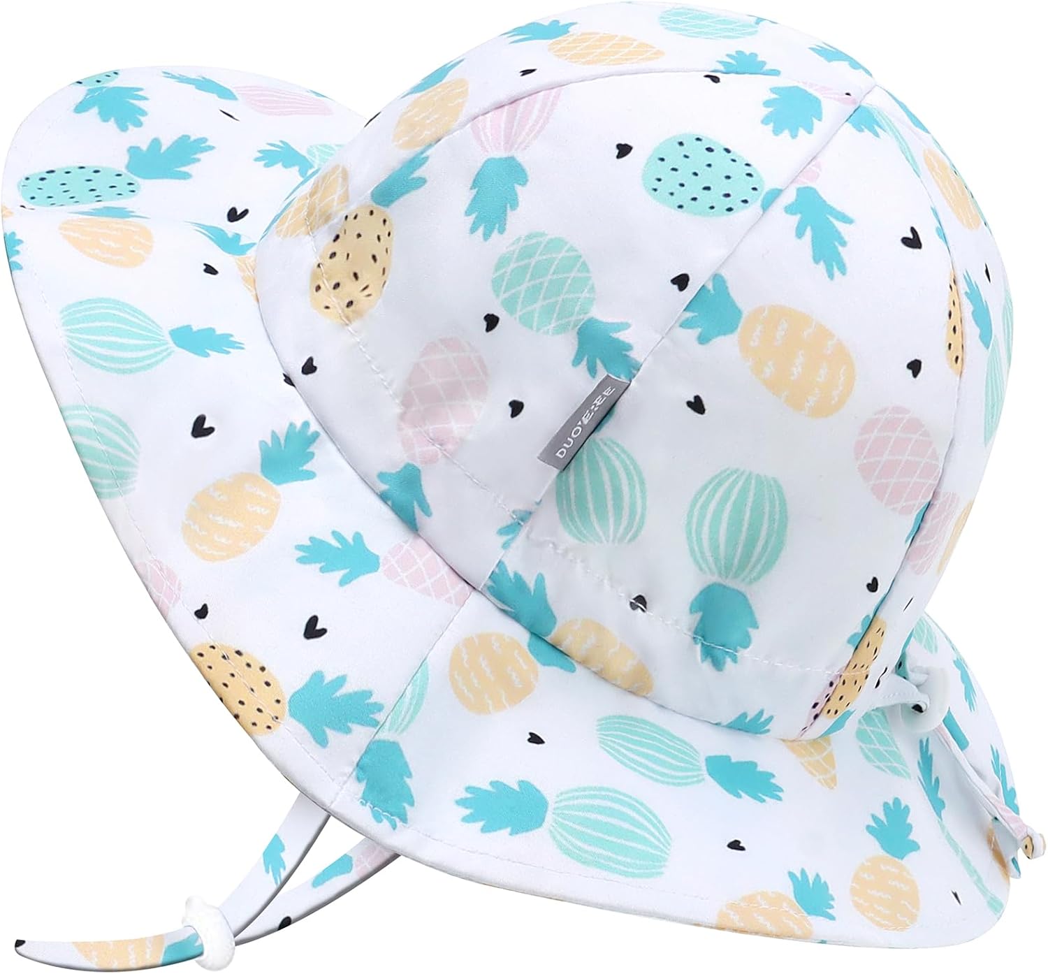 UPF 50+ Baby Bucket Hat - Wide Brim Sun Protection Beach Cap for Girls - Cute & Adjustable Toddler