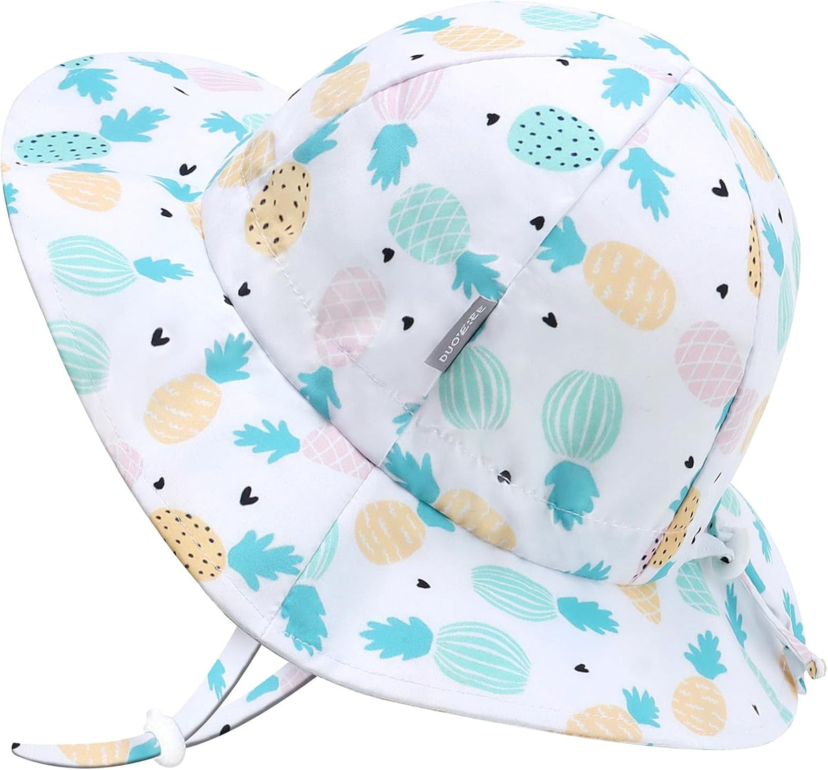 UPF 50+ Baby Bucket Hat - Wide Brim Sun Protection Beach Cap for Girls - Cute & Adjustable Toddler