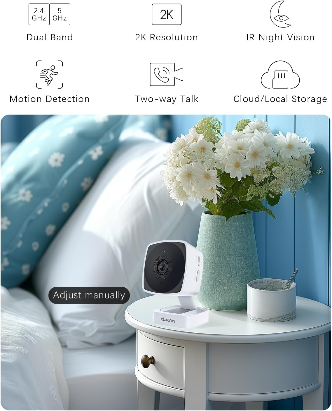 blurams Cameras for Home Security 5G&2.4G, 2K Security Camera Indoor, Pet Camera with Phone App