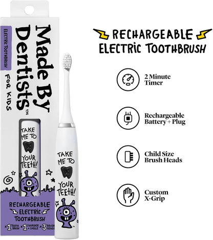 Kids Electric Toothbrush - Rechargeable Vibrating Toothbrush with Timer Includes 6 Replacement