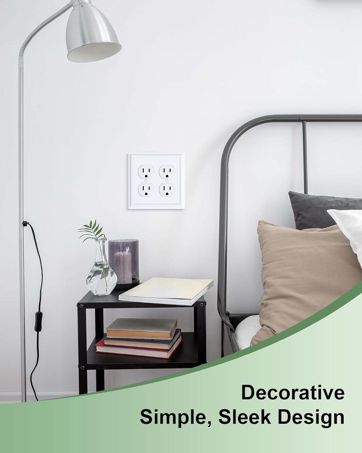 2-Pack Double Duplex Outlet Cover, Pure White Decorative Switch Plates and Outlet Covers for