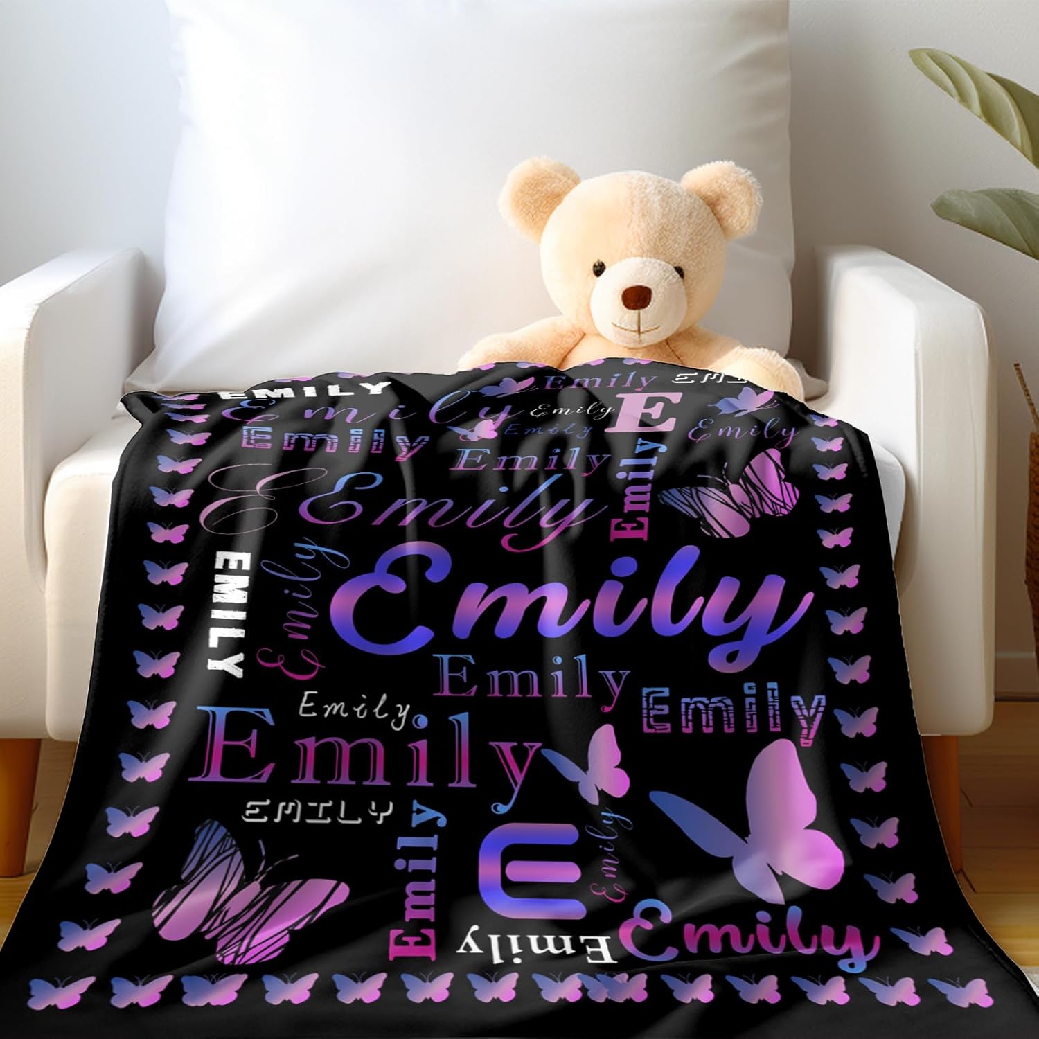 Ship Next Day, Custom Name Blanket - Printed in USA, Personalized Baby Blankets for Girls, Baby
