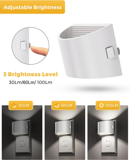 L LOHAS LED Night Lights Plug into Wall, Dimmable Night Light with 3 Level Brightness, 5000K