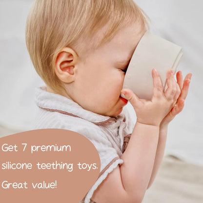 Moonkie Stacking Cups Toy, Fun Educational Baby Toys Silicone Soft Teething Toy, Age 6+ Months, 7