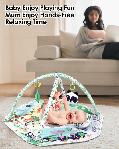 dearlomum 4-in-1 Tummy Time Mat,Baby Activity Play Mat,Newborn Play Baby Mats for Floor with 6