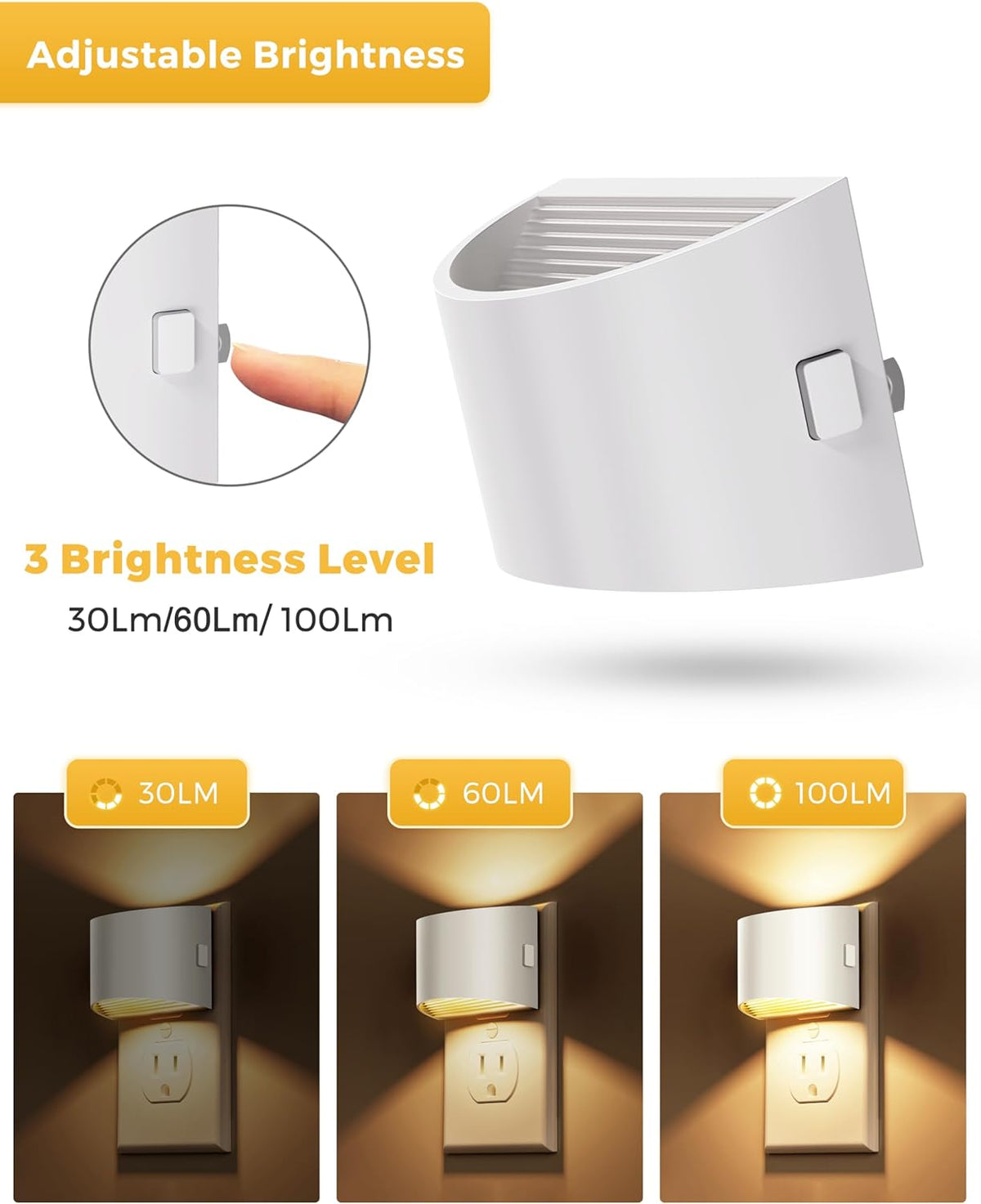 L LOHAS LED Night Lights Plug into Wall, Dimmable Night Light with 3 Level Brightness, 3000K Soft