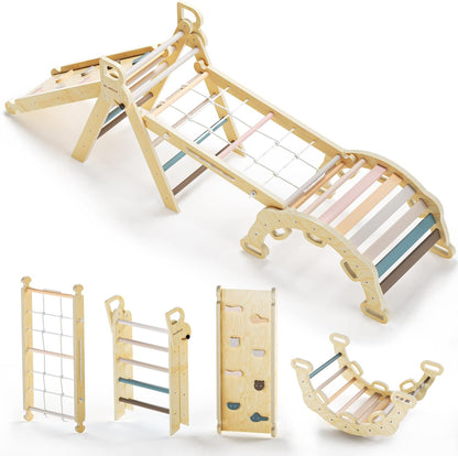 BlueWood 2025 8-in-1 Pikler Triangle Climbing Set Toddler Toys Indoor Baby Jungle Gym Climber