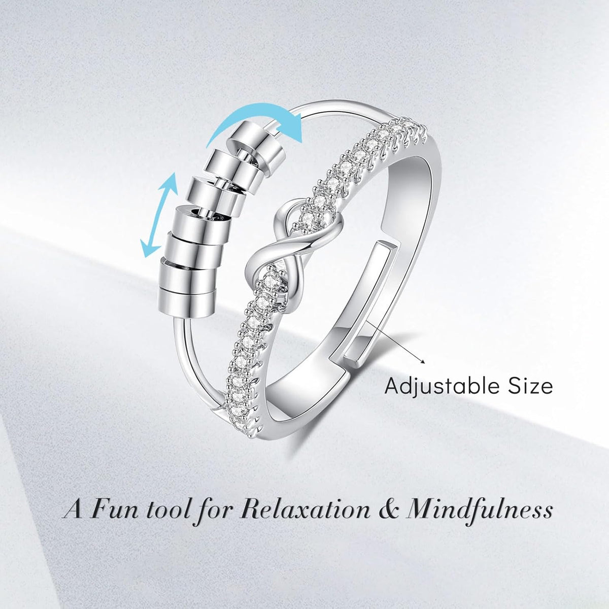 INFUSEU Funny Spinner Fidget Rings for Women Girls Anti Anxiety Stress Worry, Adjustable Size