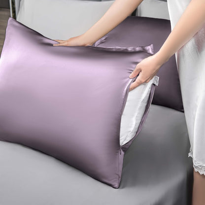 Mulberry Silk Pillowcase for Hair and Skin,Cooling Silk Pillow Case with Hidden Zipper,Allergen