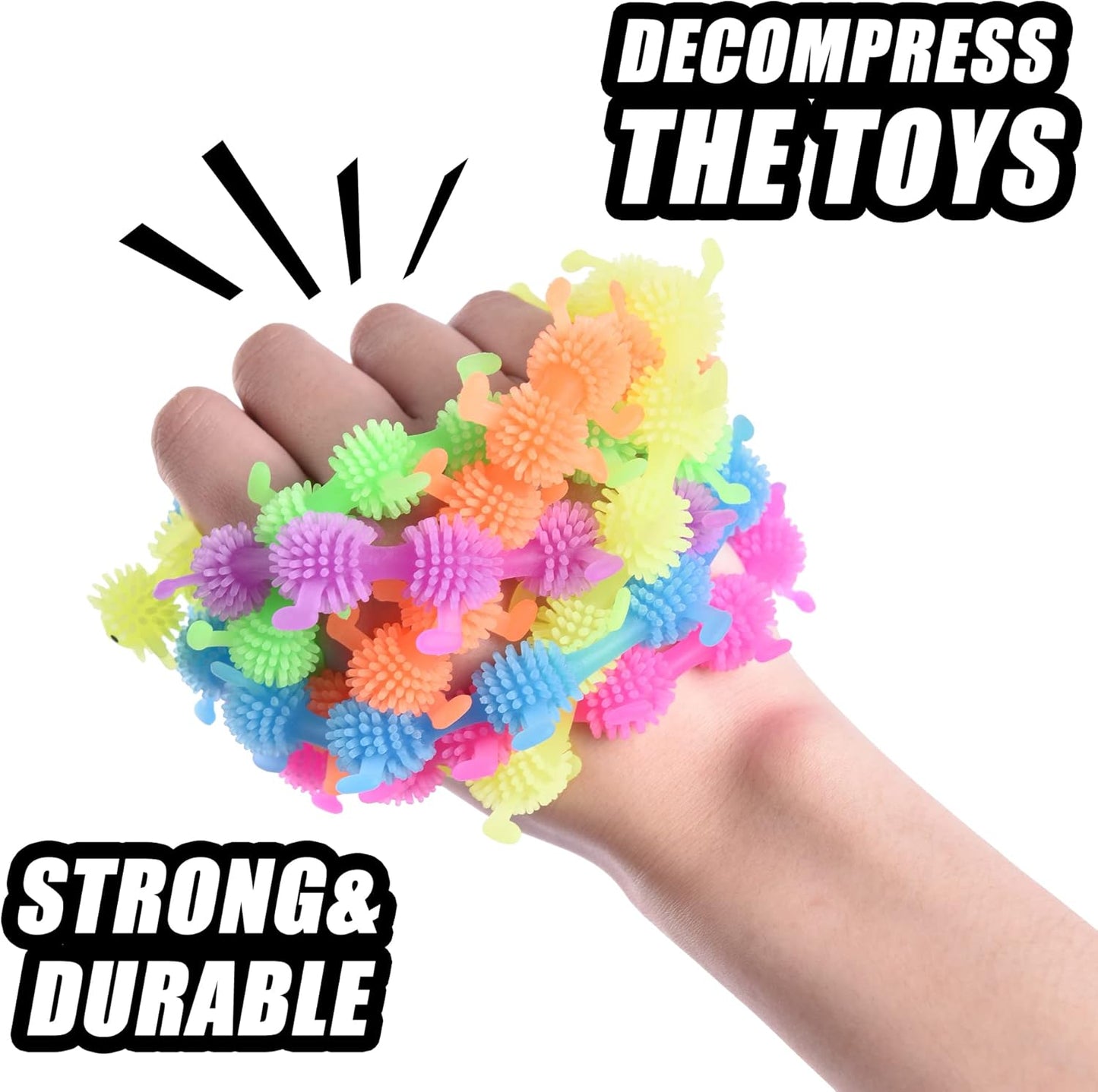 12 PCS Caterpillars Stretchy String Fidget Sensory Toys,Relaxing Toys for Kids and Adults,Relieve