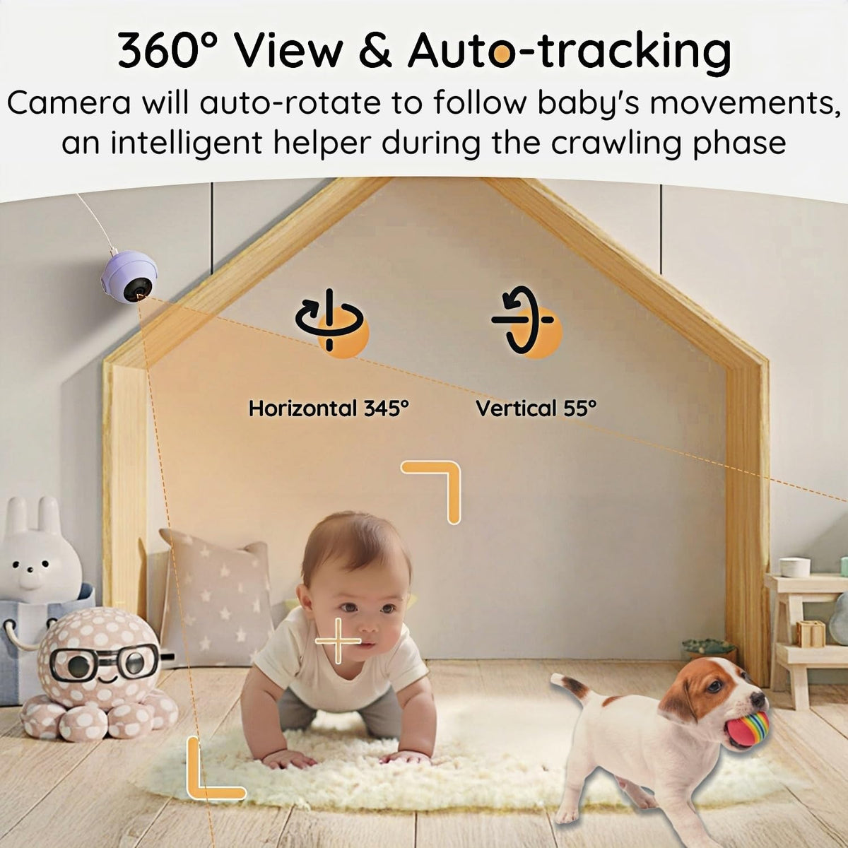 BOIFUN 2K HD 5-Inch Split-Screen, Smart WiFi Baby Monitor with Camera and Audio, Smartphone APP, AI