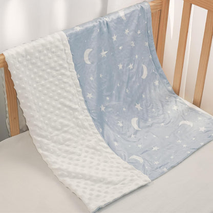 Star Baby Blanket 30 x 40 Inches for Boys Girls, Soft Plush Receiving Blanket with Dotted Back