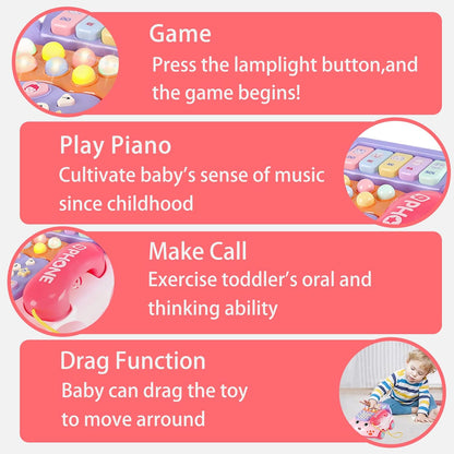 Baby Phone Toy,Baby Toy Phone Cartoon Baby Piano Music Light Toy Children Pretend Phone, Kids Cell