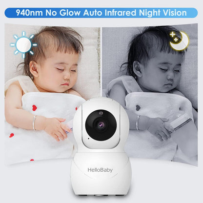 HelloBaby Monitor with Camera and Audio, IPS Screen LCD Display Video Baby Monitor No WiFi Infrared