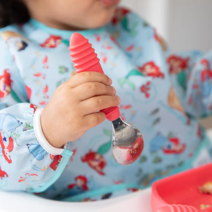 Bumkins Toddler Utensils, Kids Size Fork and Spoon Set, Silicone and Stainless-Steel Training