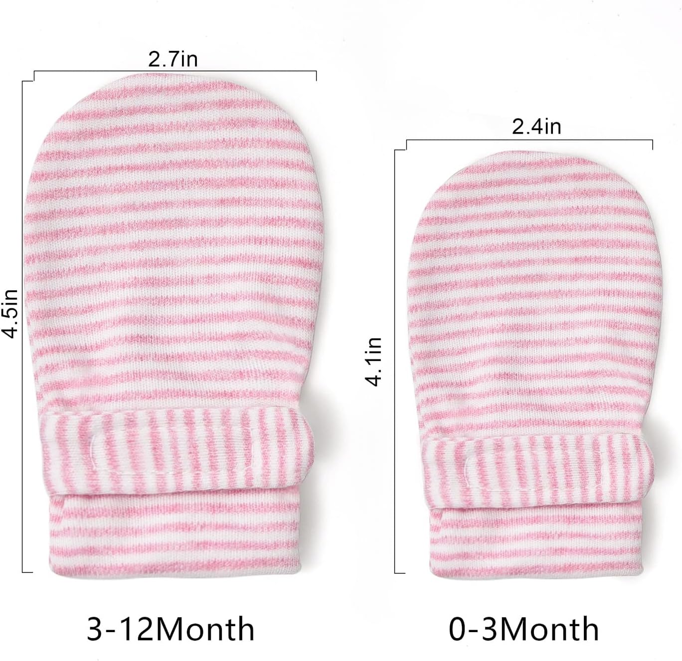 Newborn Baby No Scratch Mittens Stay On, 100% Cotton Breathable, Adjustable Infant Gloves for Baby