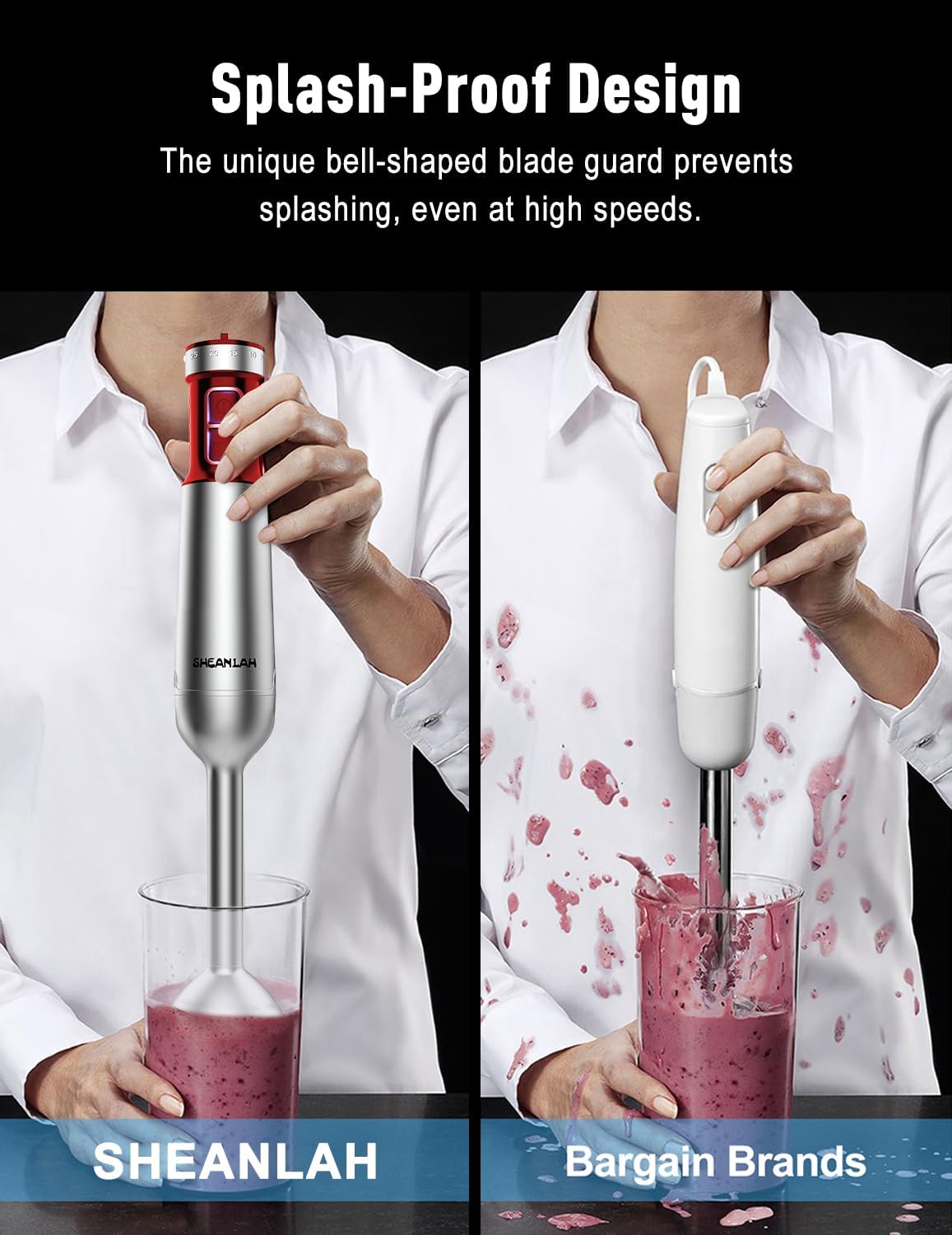 Powerful Immersion Blender handheld, 2025 New Update Hand Blender, Scratch-Resistant Corded Hand
