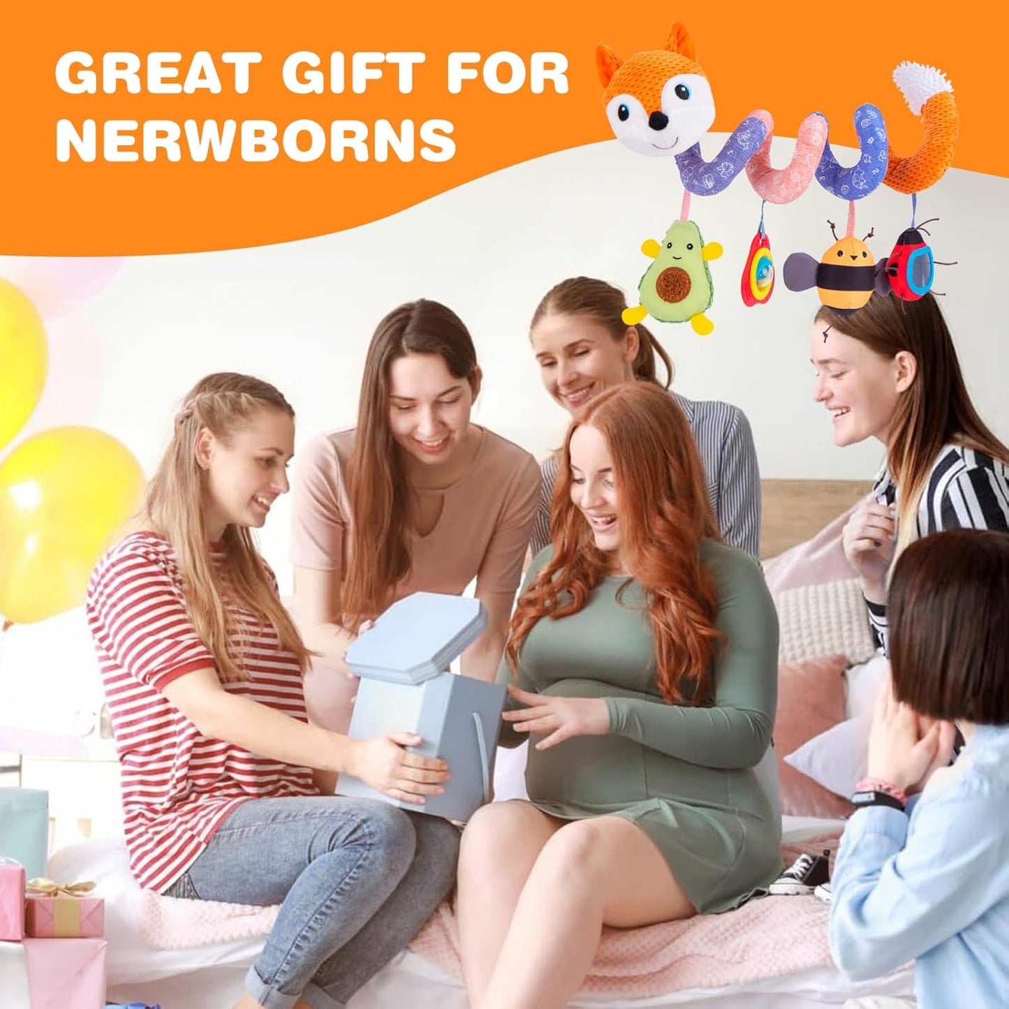 Jollybaby Baby Car Seat Stroller Toys, Plush Activity Hanging Spiral Activity Pram Crib with Music