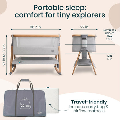 CoZee® Air Baby Bassinet & Bedside Sleeper - Rocking Bassinet for Baby, Fast-Folding with Travel