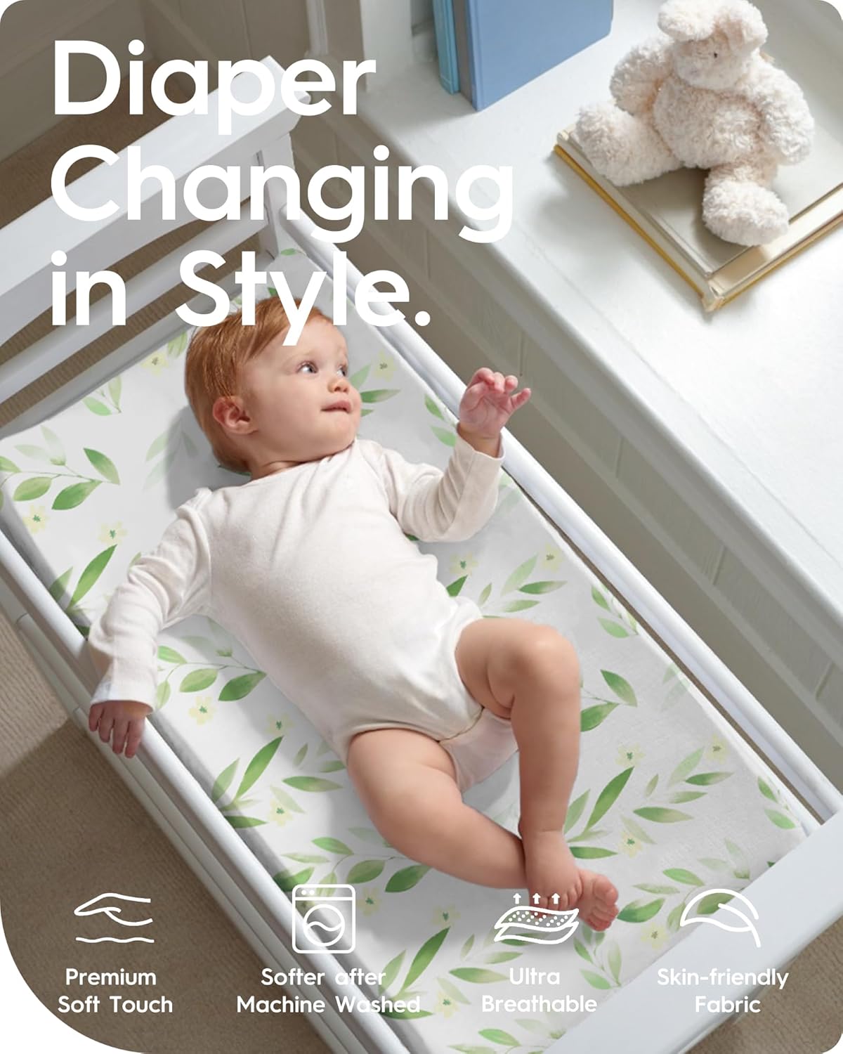 Changing Pad Cover for Girls Boys, TotBasic Premium Soft Boho Changing Table Covers, Stretchy