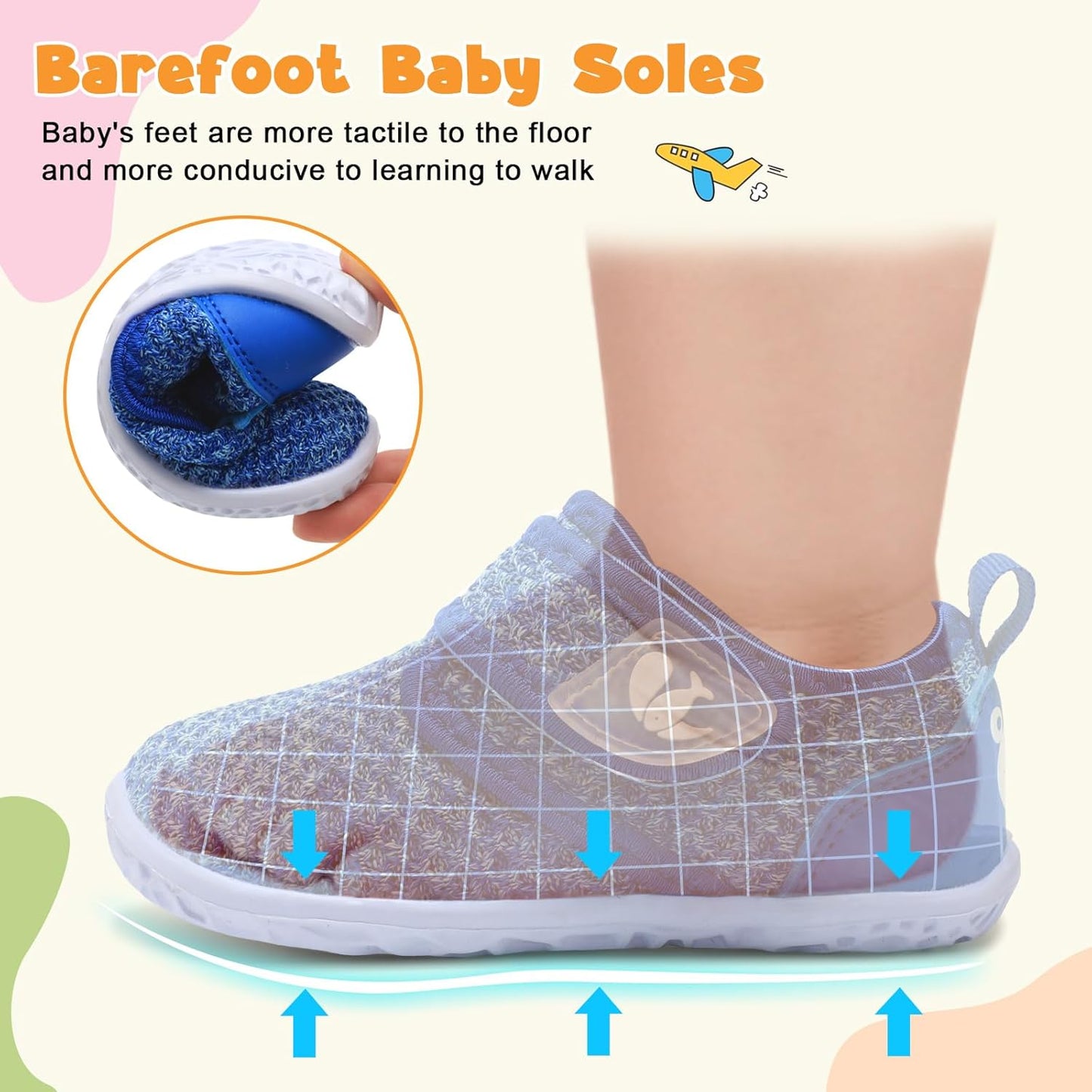 FEETCITY Baby Walking Shoes Barefoot Baby Shoes Infant Sneakers Newborn Crib Shoe Lightweight