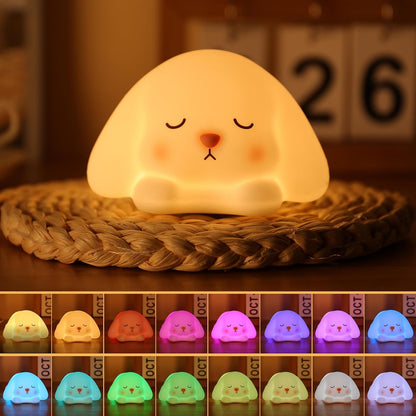 Tremdwoto Bunny Night Light for Kids - 16 Color Changing, Rechargeable Dimmable Nursery Lamp with