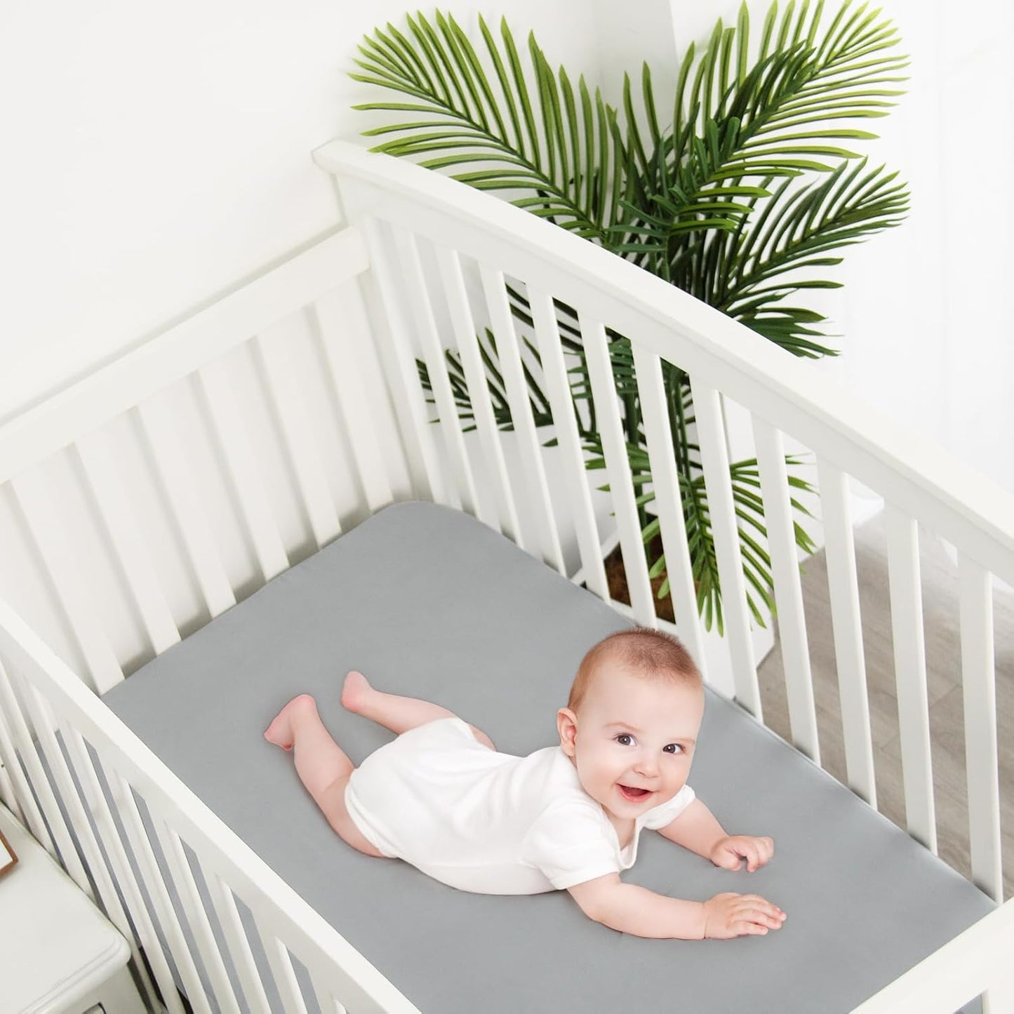Crib Sheets Waterproof 2 Pack, Crib Mattress Protector, Toddler Fitted Crib Sheet Neutral, Ultra