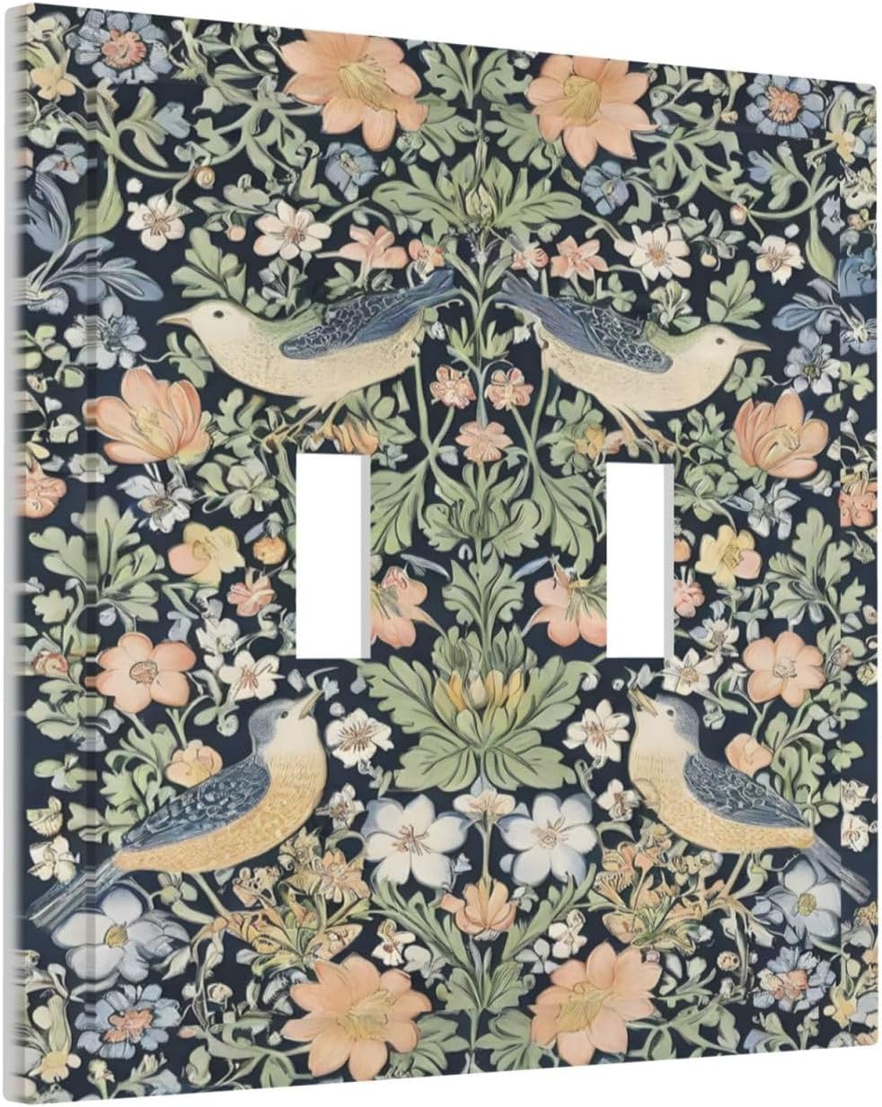 Decorative Switch Covers Plate Rustic Morris Birds Green Leaf Flower 2 Gang Wall Plate Unique