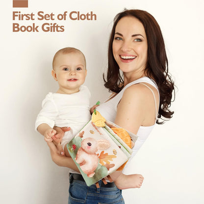 hahaland Baby Soft Cloth Crinkle Books Touch and Feel Sensory Infant Toy