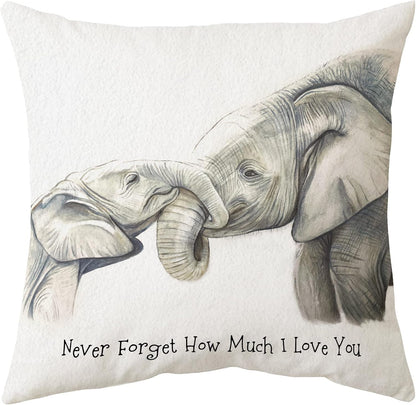 Sidhua Elephant Love Themed Pillowcase Decorations for Home, Baby Elephant Never Forget How Much I