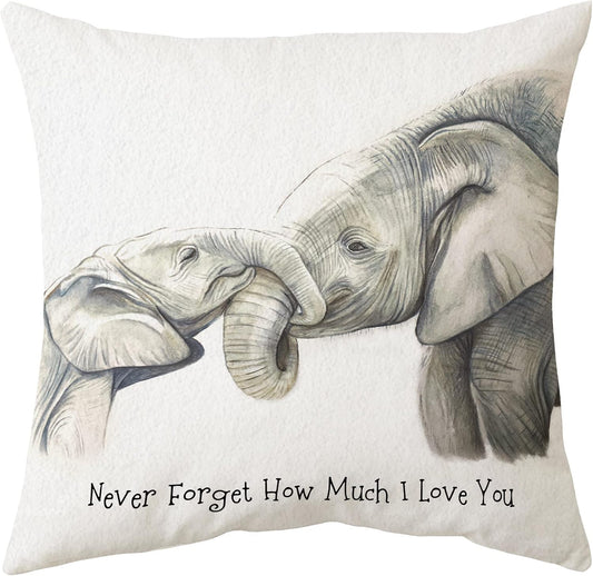 Sidhua Elephant Love Themed Pillowcase Decorations for Home, Baby Elephant Never Forget How Much I