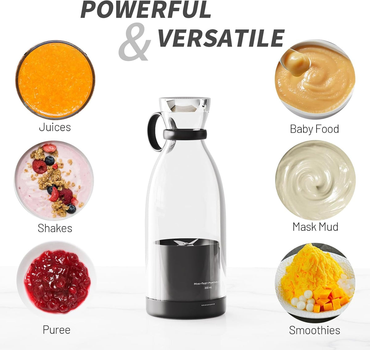 OTPEIR Portable Blender for Shakes and Smoothies with 11.83 Oz Travel Cup and Lid,Durable Stainless