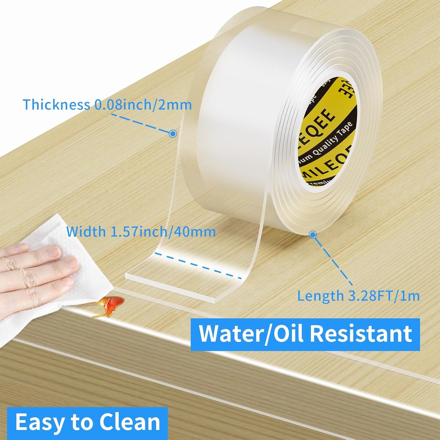 2Pack Clear Edge Protector Strip, 1.57in x 3.28FT(6.56FT Total), Sharp Edge Wrap Cover Tape, Self