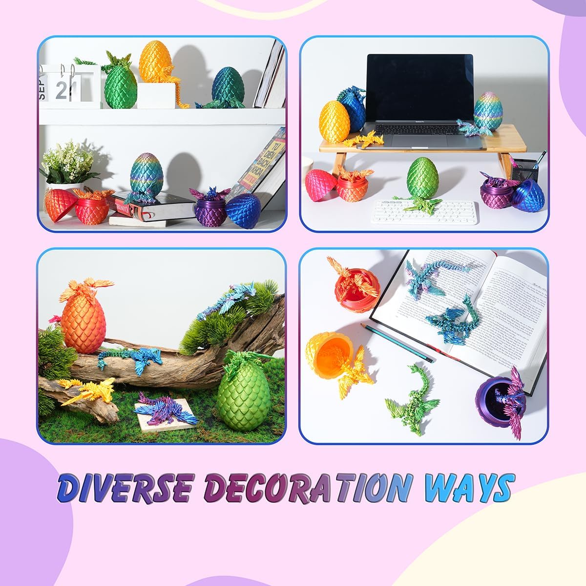 7" 3D Printed Dragon with Wings in Egg, Easter Basket Stuffers, Crystal Dragon Surprise in Eggs