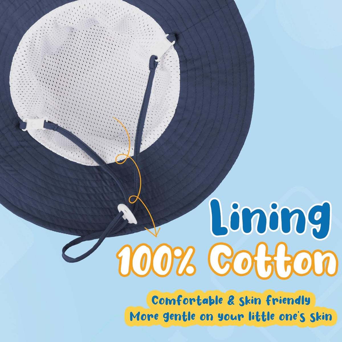 Baby Sun Hat Kids Summer UPF 50+ Toddler Bucket Hat Wide Brim Adjustable Beach Hats for Boys Girls
