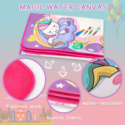 Water Doodle Mat- Kids Painting Writing Doodle Board Toy - Color Drawing Mat Bring Magic Pens