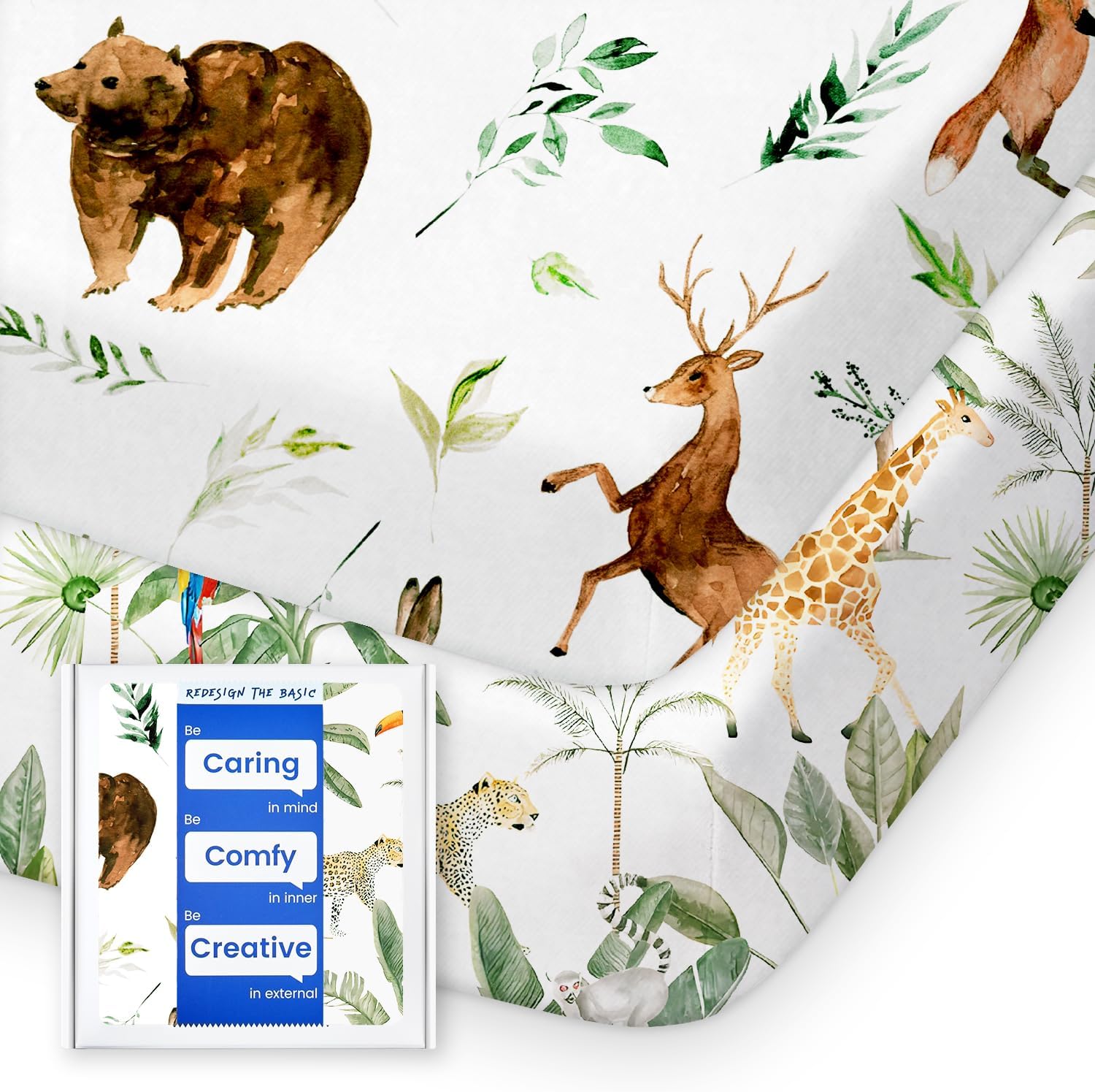 Pack N Play Sheets Fitted, TotBasic Ultra Soft Woodland Mini Crib Sheets, Premium Jersey Knit Pack