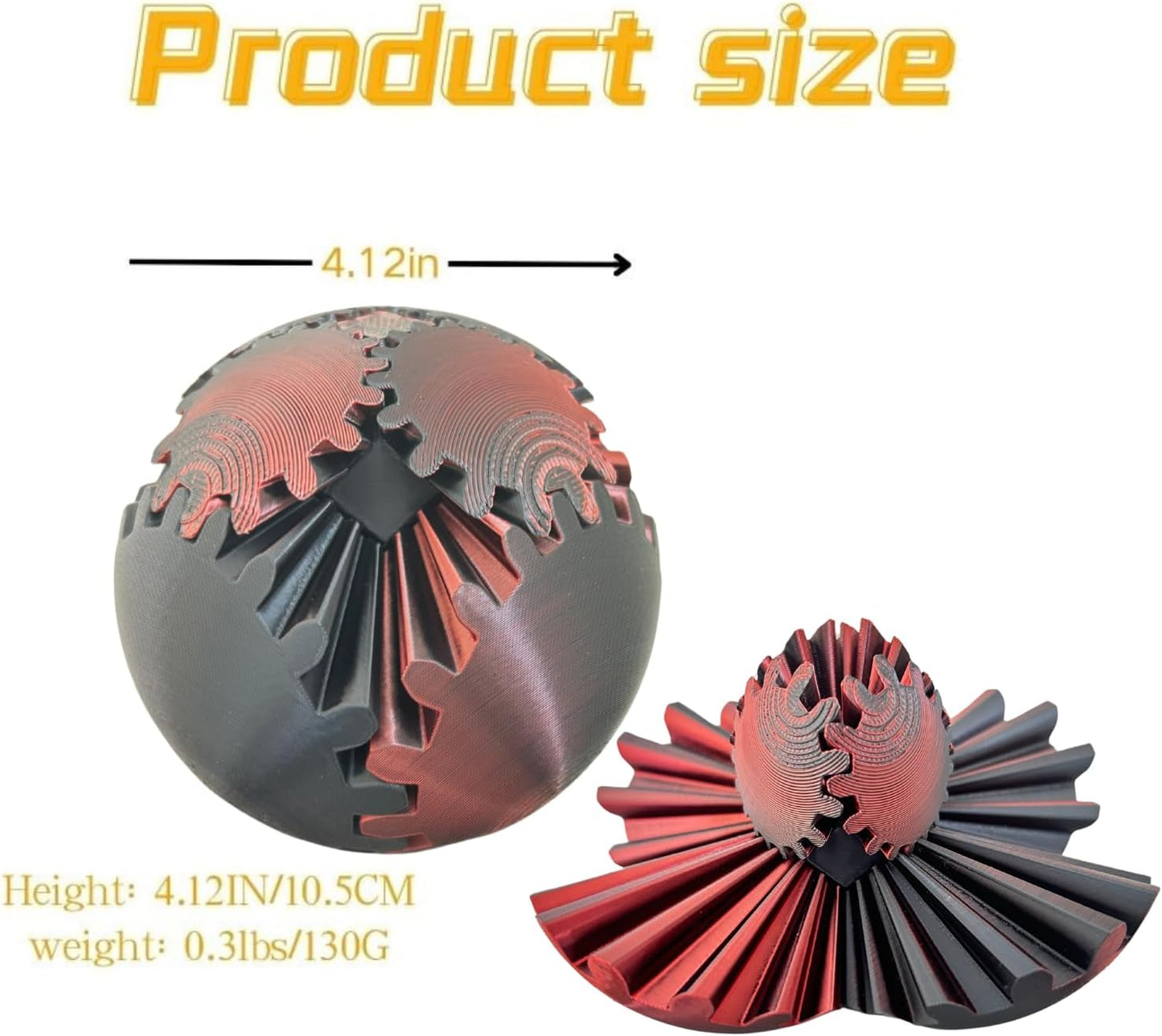 Gear Ball, 3D Printed Gear Ball Spin Ball Cube Fidget Toy, Gear Sphere, Gear Ball Fidget Toy