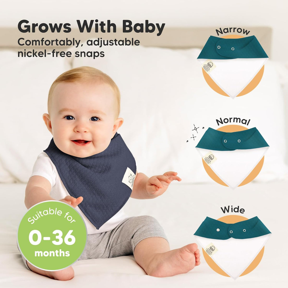 KeaBabies 8-Pack Bandana Bibs for Baby Girls, Boys - Organic Cotton Baby Bibs for Drooling &