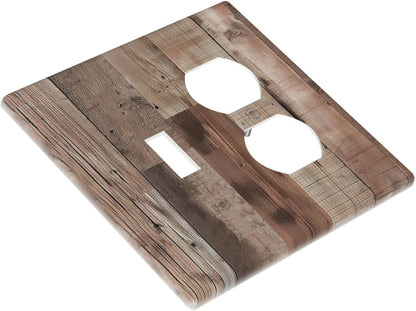 Decorative Outlet Covers Retro Wood Plank Vintaga Wooden Board 2 Gang Wall Plate Cover Single