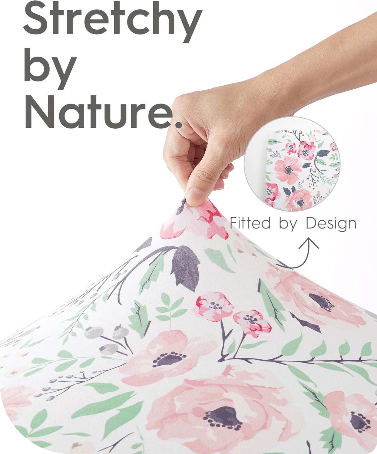 Pack N Play Sheets Girl, TotBasic Floral Mini Crib Sheets Fitted, Premium Jersey Knit Pack and Play